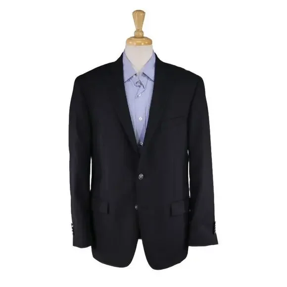 Hart Schaffner Marx HSM 1887 Black w/ Metal Buttons 2-Btn Blazer Jacket 42R - Picture 1 of 9